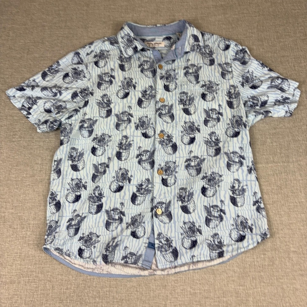 Tommy Bahama Shirt Mens Large Blue Veracruz‎ Cay Cocktail Short Sleeve Button Up